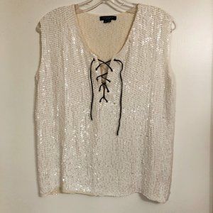 Vintage Gryphon Silk Sequin Top Tunic Cocktail Party Sleeveless Long Oversized